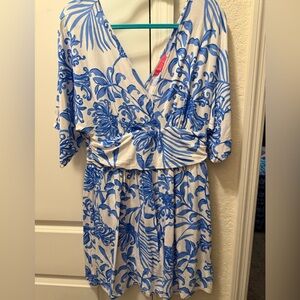 Lilly Pulitzer Parigi Blue and White Floral Romper
